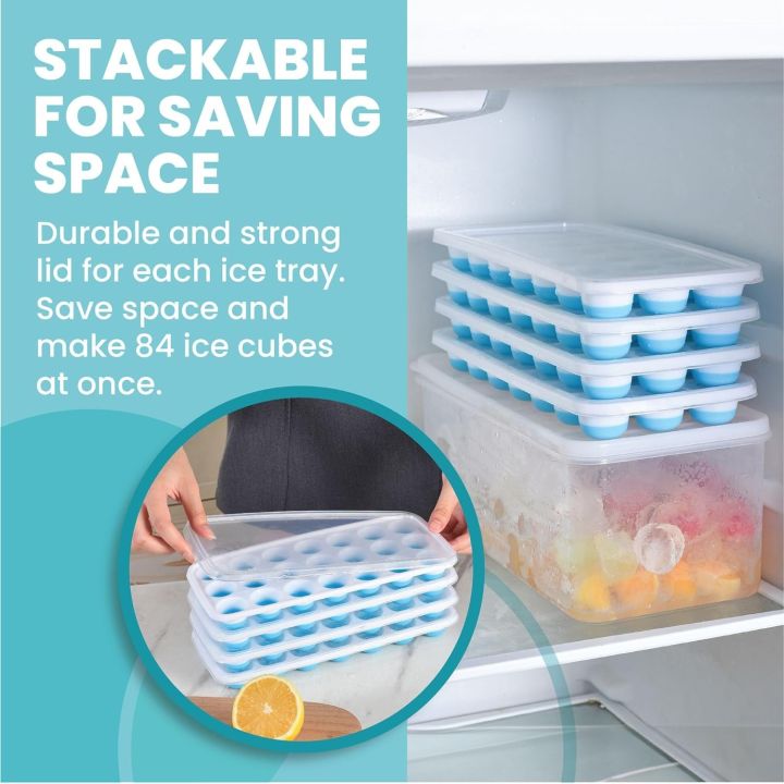 Silicone Ice Cube Tray With Lid 36 Nugget Ice Tray for Freezer With Easy Release