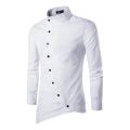 Mens Dress Shirts Vintage Clothes Personality Oblique Button Irregular Long Sleeve Business Shirt Male Casual Slim Blusas Tops. 