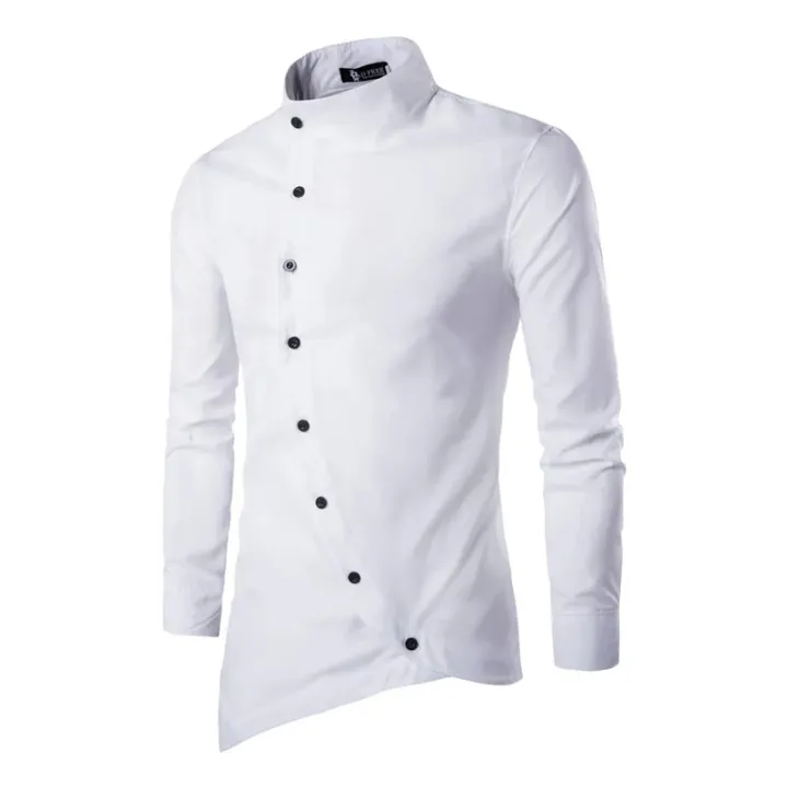 Mens%20Dress%20Shirts%20Vintage%20Clothes%20Personality%20Oblique%20Button%20Irregular%20Long%20Sleeve%20Business%20Shirt%20Male%20Casual%20Slim%20Blusas%20Tops%20-%20Image%204