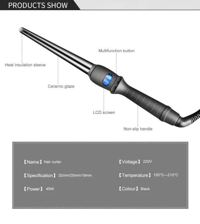 Ubeator%20-25/32mm%20LCD%20Screen%20Ceramic%20Spiral%20Hair%20Curling%20Iron%20Wand%20Machine%20Roller%20Beauty%20Tools-138-Black%20-%20Image%204