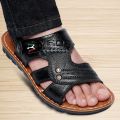 Genuine Leather Men Sandals Male Summer Shoes Outdoor Casual Sandals Cowhide Beach Shoes Two Uses Men's sandals Slippers.