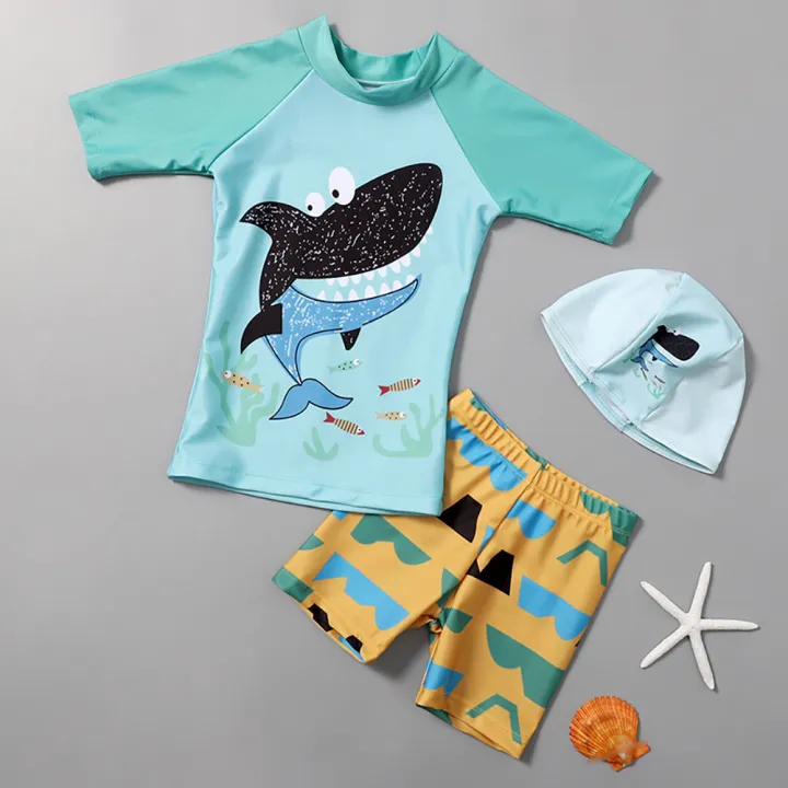 GC%203pcs%20Kids%20Split%20Swimming%20Suit%20Cartoon%20Quick-drying%20Short%20Sleeves%20Swimwear%20Swimming%20Trunks%20With%20Cap%20For%203-10%20Years%20Old%20Kids%20-%20Image%206