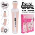 Kemei Km-3024 Multifunctional 4 In 1 Rechargeable Woman Body Shaver Eyebrow Nose Trimmer Set. 