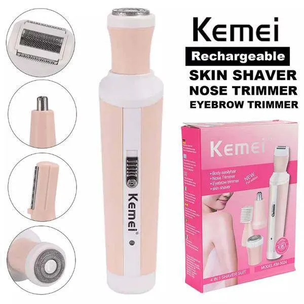 Kemei%20Km-3024%20Multifunctional%204%20In%201%20Rechargeable%20Woman%20Body%20Shaver%20Eyebrow%20Nose%20Trimmer%20Set%20-%20Image%206