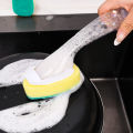 Double Use Kitchen Cleaning Brush Long Handle Multifunctional DishWashing Sponge Automatic Liquid Dispenser Scrubber Lazy Tools 1Pcs. 