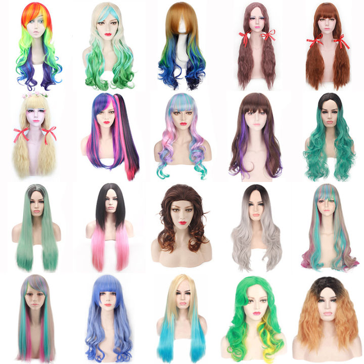 Internet celebrity cute wig female air bangs long straight hair light blonde long hair foal natural fluffy full hood