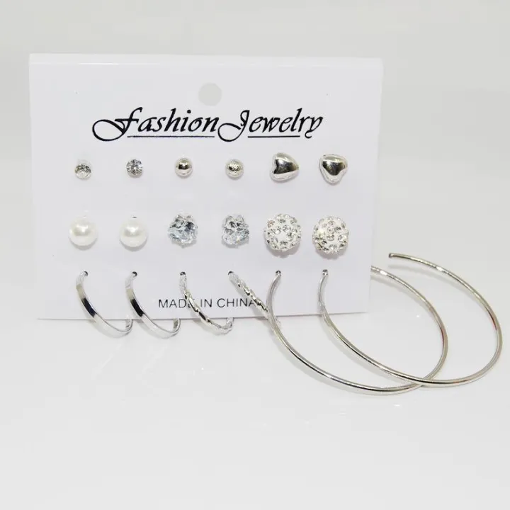 Trendy%2012%20Pairs%20=%2024%20Pcs%20Crystal%20Stud%20Earrings%20for%20Women%20New%20Collection%20-%20Square%20Ball%20Heart%20Small%20Earrings%20for%20Girls%20Simple%20Stylish%20-%20Earring%20for%20Women%20-%20Kaner%20Dul%20-%20Image%204