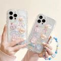 Korean 3D Bear Hang Phone Chain Lanyard Clear Soft Case For iPhone 15 14 Pro Max 11 13 12 Mini XR 6 8 7 Plus X XS SE Cute Cover. 