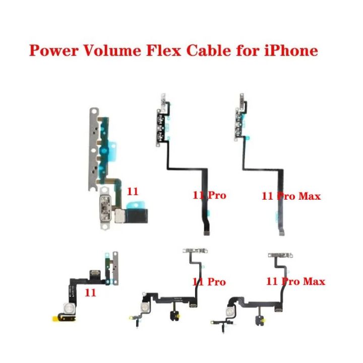 Power Volume Switch On Off Flex Cable with Metal Bracket Assembly For iPhone 11 Pro Max