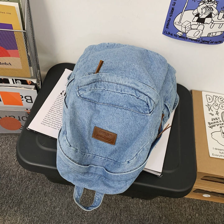 Women's%20Washed%20Denim%20Backpack%20Japanese%20StyleinsWind%20Street%20Fashion%20Simple%20and%20All-Matching%20College%20Students%20Bag%20Travel%20Backpack%20-%20Image%205