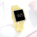 Golden - Women's Elegant Digital Rectangular Watch.