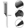 Heat Resistant Teasing Combs with Stainless Steel Pintail Rat Tail Comb Steel Pin Rat Tail Carbon Fiber. 