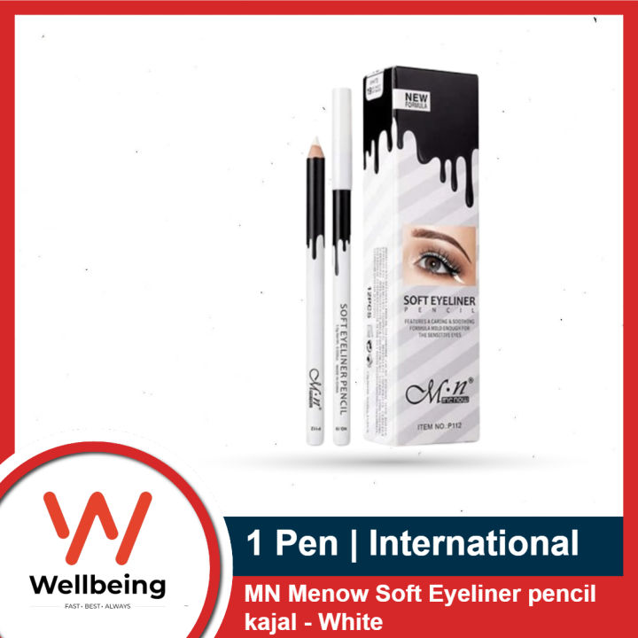 MN Menow Soft Eyeliner Pencil Kajal White 1gm 1pcs