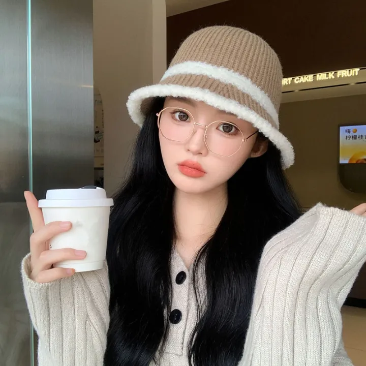 New%20Spliced%20Plush%20Fisherman%20Hat%20for%20Women%20Warmth%20Knitted%20Bucket%20Hat%20for%20Face%20Showing%20Small%20Wool%20Hat%20-%20Image%206