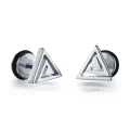 【KuaKe Mall】Qingwen Men's Titanium Steel Triangle Screw for men set ear piercing Stainless steel cool hypoallergenic iareng for men kpop round airing hikaw for boys silver for men on sale. 