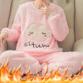 Kawaii Cartoon Pajama Sets Women Autumn Winter Flannel Sleepwear Women Pajamas Loung Pijama Mujer Night Wear For Women Homewear. 
