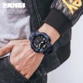 SKMEI 1637 Blue Camouflage PU Dual Time Watch For Unisex - Blue Camouflage. 