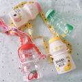 Box Bottle for Child Kawaii Milk A Free Portable Love Matte Plastic 480ml Can Fruit Water Bottle BP Leak Proof Yakult Polymorphic Kids Girl.