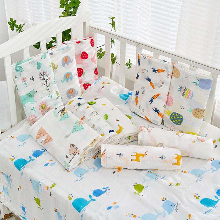 Fruit Pattern 120*110cm Muslin Swaddle Blankets Cotton 2 Layers Baby Blanket Newborn Baby Bath Towel Wrap Bedding