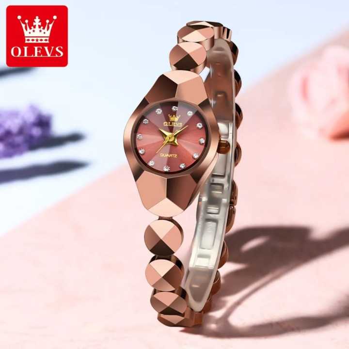 Olevs ladies 7007 model new exclusive unique design ceramic strap waterproof quartz movement wrist-watch with brand box FOR woman