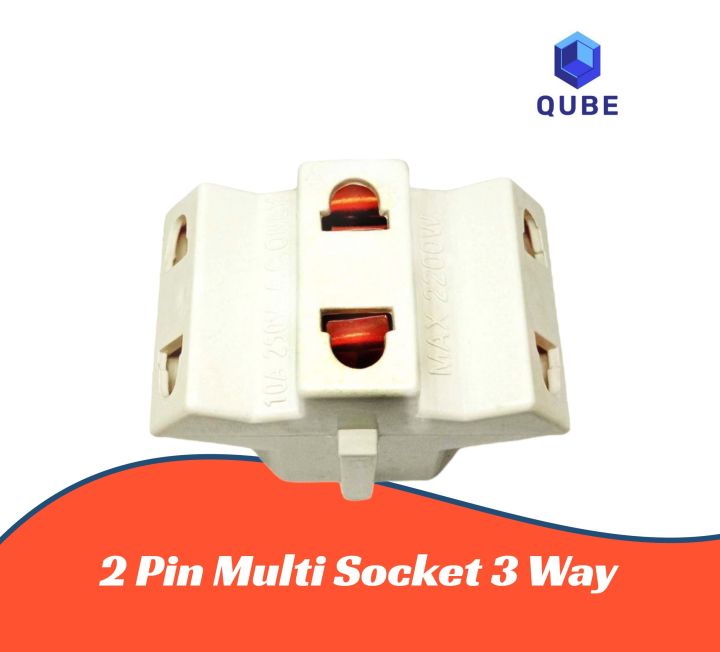 2 Pin Multi Socket 3 Way 10A 250V-Ac