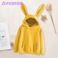 Women Solid Color Hoodie Cozy Bunny Ear Hoodie for Women Soft Warm Fall Winter Hooded Top Women Hoodie.