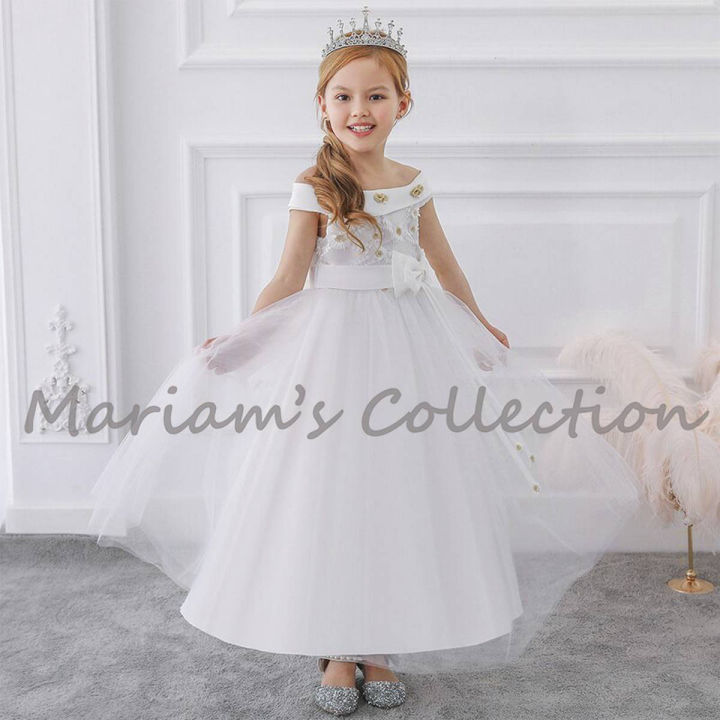 open lace back dress Navy Blue Flower Girl Dress With Voluminous Tulle Skirt Birthday Party J013 Navy Blue / Child-4