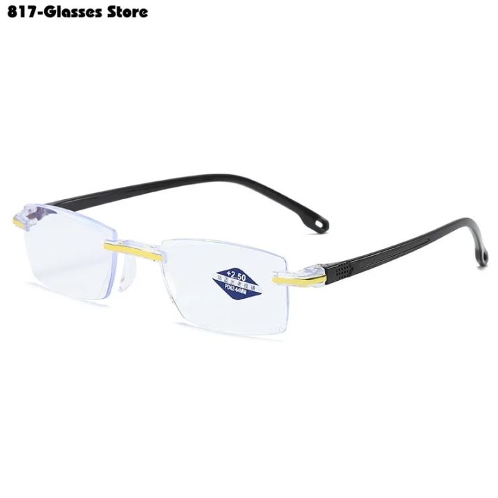 Luxury%20Diamond%20Cut%20Reading%20Glasses%20Men%20Rimless%20Anti%20Blue%20Light%20Eyeglasses%20Ladies%20Plus%20Prescription%20Eyewear%20Diopter%201.0%20To%20+4.0%20-%20Image%203
