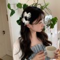 Super Fairy White Mesh Butterfly Pearl Hair Clips Female Senzheng Xianmei Bow Small Hairpin Side Braided Hair Headdresses. 