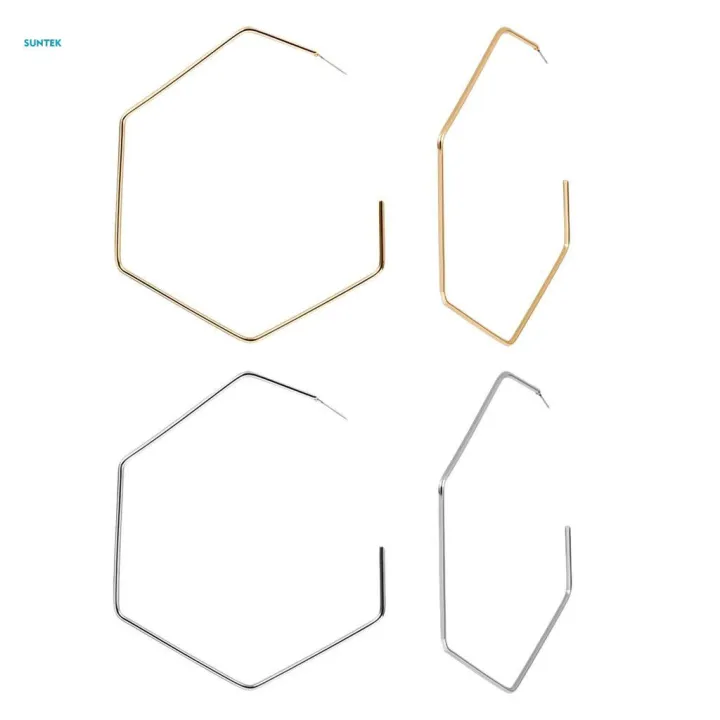 Simple%20Hexagonal%20Geometric%20Ear%20Studs%20Earrings%20Jewelry%20-%20Golden%20-%20Image%203