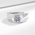 1 Carat Imitation Moissanite Ring Fashionable Men's Open Finger Band Full Zircon Open Ring for Men Sparkling Index Finger Band. 