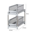 Bathroom Sink Storage Solution Double-layer Under-sink Organizer Rack with Large Capacity Easy Assembly Storage Shelf for Cabinets Strong Load-bearing Design. 