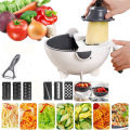 New 9 in 1 Multifunction Magic Rotate Vegetable Cutter with Drain Basket Vegetables Chopper Veggie Slicer Kitchen Tool with 8 Dicing Blades. 