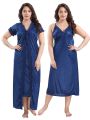 Night Dress For Women All Season Satin Fabric Sleeveless Nightwear 4 Piece Set Multiple Color. 
