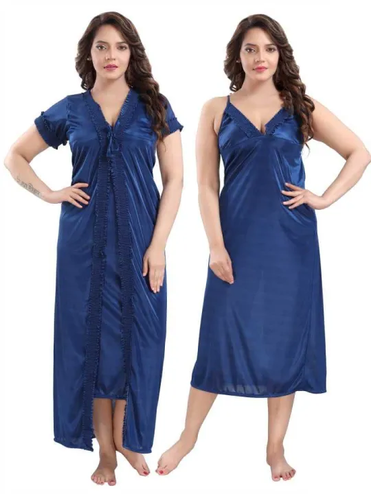 Night%20Dress%20For%20Women%20All%20Season%20Satin%20Fabric%20Sleeveless%20Nightwear%204%20Piece%20Set%20Multiple%20Color%20-%20Image%207