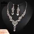 Carat Luxury Women Rhinestone Pendant Chain Necklace Stud Earrings Wedding Jewelry Set. 