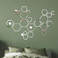 24pcs Hollow 3D Hexagonal Mirror Wall Sticker DIY Honeycomb Decoration Self Adhesive Paper Waterproof Home Living Room Bedroom.