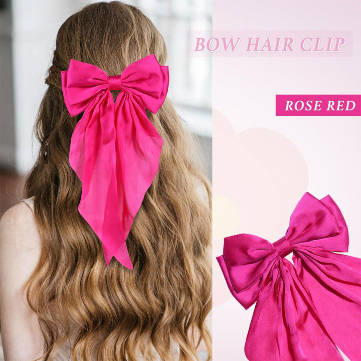 Hair%20Bows%20for%20Girls%20Ribbons%20Pink/Black/White%20Bow%20Girls%20Ribbon%20Hair%20Accessories%20for%20Woman%20Simple%20Solid%20Satin%20Spring%20Clip%20Hair%20Pin%20-%20Image%208