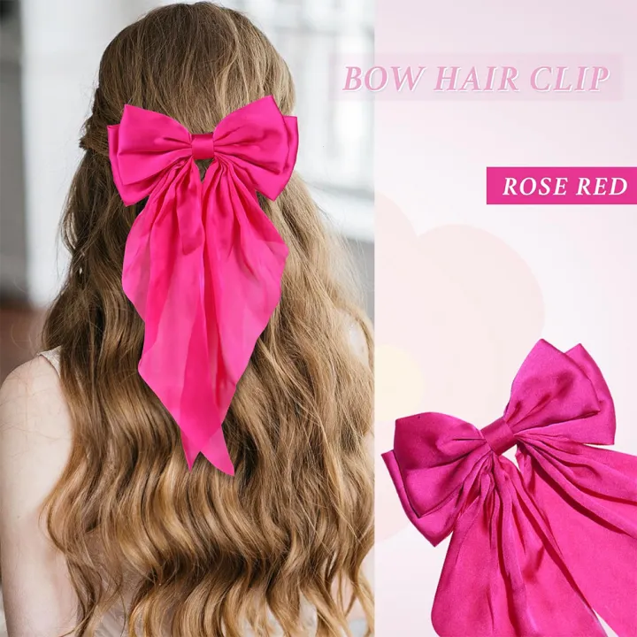 Hair%20Bows%20for%20Girls%20Ribbons%20Pink/White/Black%20Bow%20Girls%20Ribbon%20Hair%20Accessories%20for%20Woman%20Simple%20Satin%20Solid%20Spring%20Clip%20Hair%20Pin%20-%20Image%207