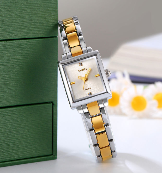 SKMEI%202315%20Women%E2%80%99s%20Luxury%20Stainless%20Steel%20Square%20Dial%20Waterproof%20Quartz%20Watch%20%E2%80%93%20Japan%20Movement%20-%20Silver%20Gold%20-%20Image%203
