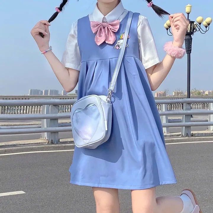 Summer%20New%20Sweet%20College%20Style%20Korean%20Style%20Japanese%20Style%20Suspender%20Dress%20for%20Female%20StudentsPoloCollar%20Shirt%20Two-Piece%20Suit%20-%20Image%205
