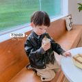 New 2023 Boys' PU Leather Toddler Jacket Baby Boy Spring Autumn Infant Kids Girls Motorcycle Coat Korean Style Black Outerwear.