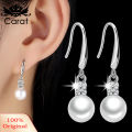 Chic Women Zircon Inlaid Faux Pearl Hook Earrings Eardrop Party Bridal Jewelry. 