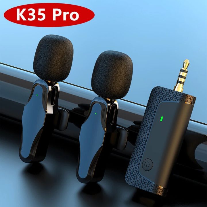 【Ready Stock+FREE Shipping+COD】 2024 K35Pro Wireless Lavalier Noise Reduction Microphone 3.5mm AUX for Megaphones Amplifier Speaker Camera Computer Mobile