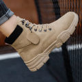 2022 Spring and Autumn Martin Boots, Men's Boots, High-top Leather Boots, British Trend, Desert Boots, Sports Platform Casual Cargo Boots. 