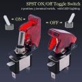 12V 20A Auto Car Boat Truck Illuminated LED Toggle Switch Control on/off with Safety Aircraft Flip up Cover Red. 