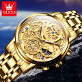 OLE_VS Top Brand 9947 Sport Quartz Watch Gift Stainless Steel Watchband Round-dial Chronograph Calendar Watch Stainless Steel Watch For Men - watch.