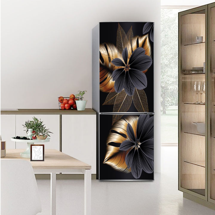 Black%20Cool%20Refrigerator%20Stickers%20Full%20Door%20Mural%20Cover%20Adhesive%20PVC%20Photo%20Wallpaper%20Sticker%20for%20Fridge%20Kitchen%20Decor%20Waterproof%20-%20Image%202