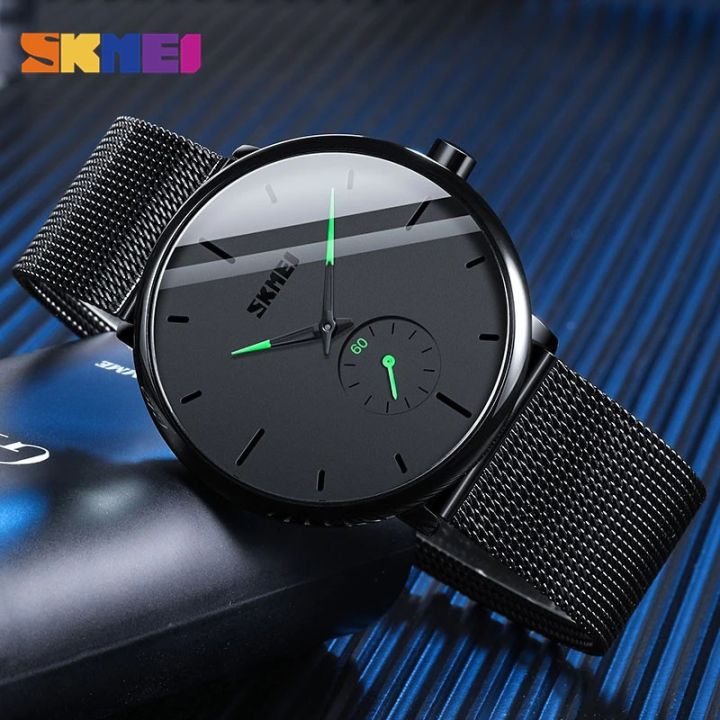 SKMEI%209185%20Black%20Mesh%20Stainless%20Steel%20Analog%20Watch%20For%20Men%20-%20Green%20&%20Black%20-%20Image%207