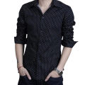 Black Cotton Long Sleeve Polka Shirt For Men - Shirt For Men - Shirt For Men - Shirt.